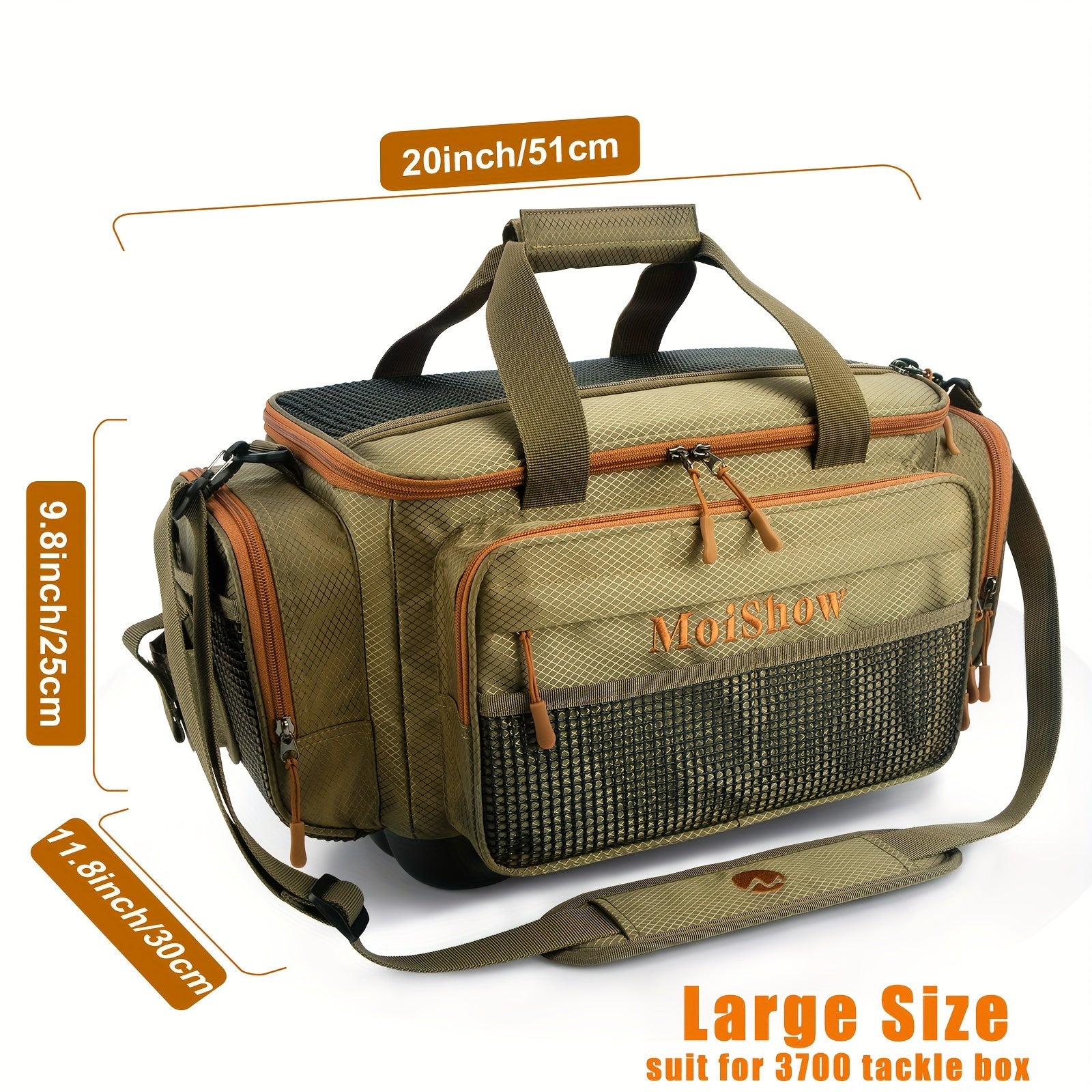 Large Capacity Fishing Tackle Bag with Shoulder Strap