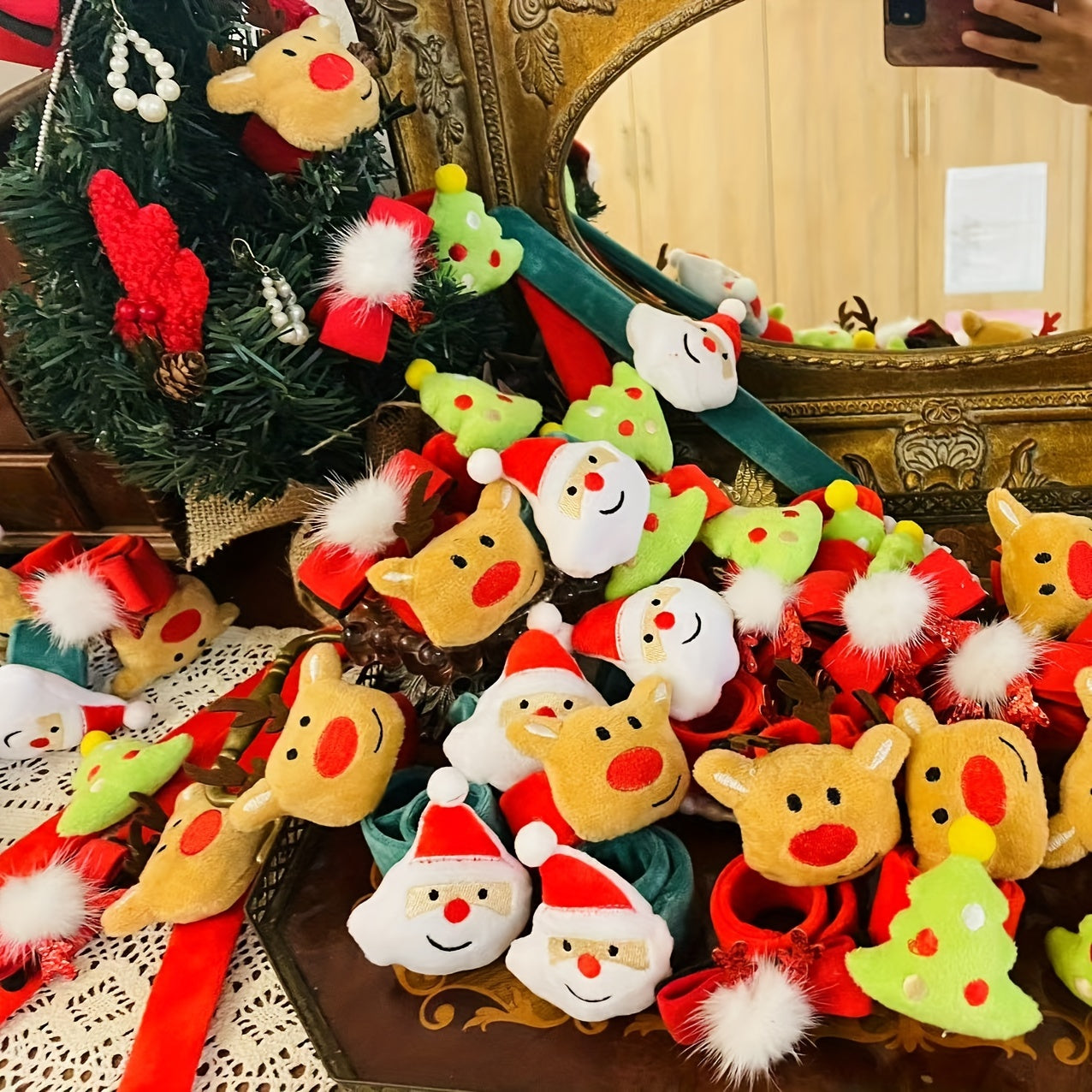 Christmas Snap Rings Plush Figurines Bracelets Rulers Kindergarten Decorations