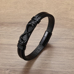 Vintage Leather Braided Charm Bracelet Figure 8 Never Fade Men And Women Jewelry
