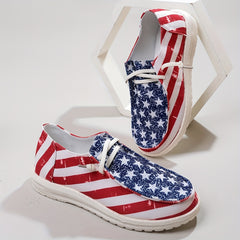 Women's Independence Flag Canvas Shoes Lightweight Low Top Sneakers