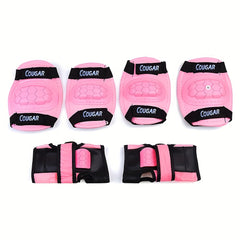 Adjustable Knee & Elbow Protection Set for Kids, S Size 3-8 Yrs, M Size 7-12 Yrs