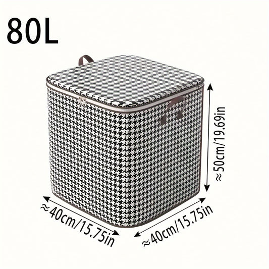 2pcs Houndstooth Storage Basket Large Zipper Box for Cloth
