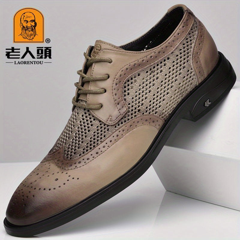 LAORENTOU Men's Brogue Mesh Dress Shoes - Wedding Business Party