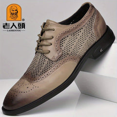 LAORENTOU Men's Brogue Mesh Dress Shoes - Wedding Business Party