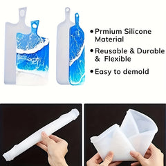 Large Epoxy Silicone Tray Mold with Handles - DIY Resin Casting Mould