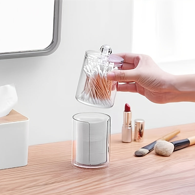 Clear Makeup Organizer with Swab Pad and Brush Holder