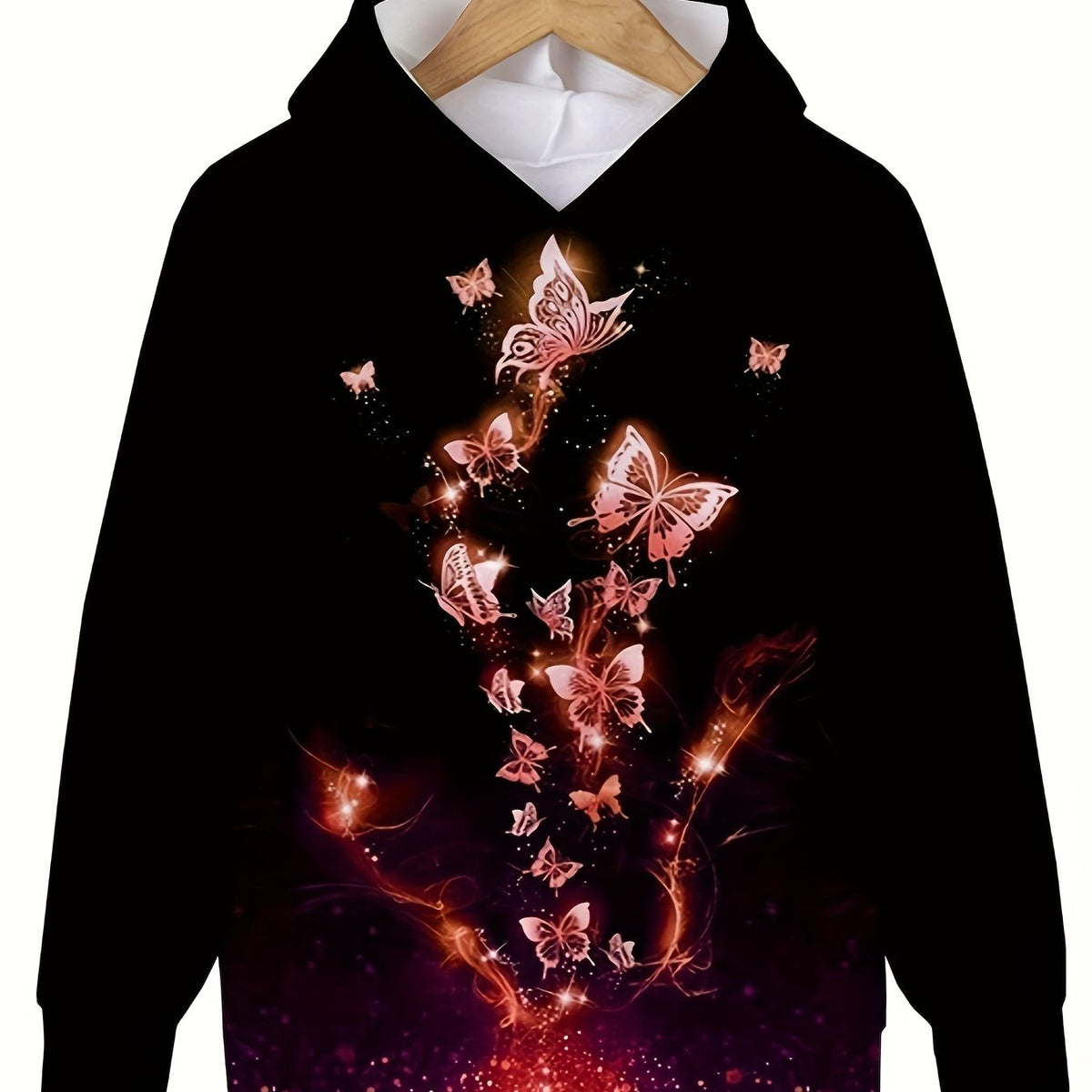 3D Butterfly Graphic Hooded Sweatshirt for Girls and Boys