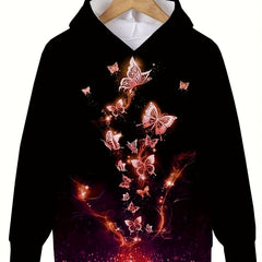 3D Butterfly Graphic Hooded Sweatshirt for Girls and Boys