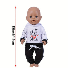 2pcs Animal Pattern Doll Clothes Set for 45 Dolls Soft Polyester