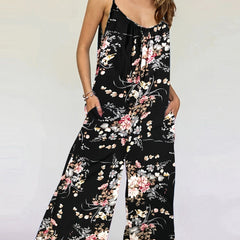 Boho Floral Print Spaghetti Jumpsuit