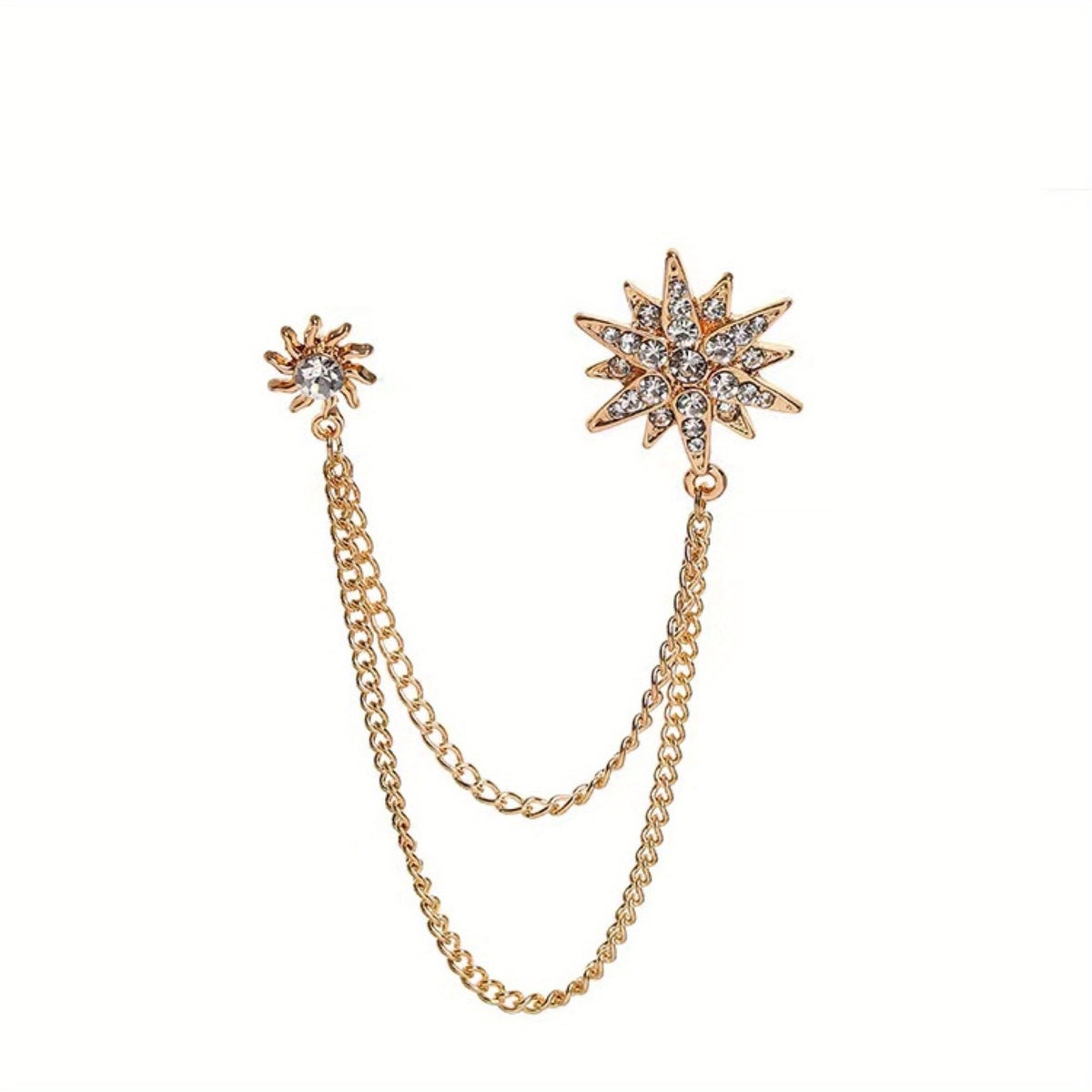 Men's Crystal Rhinestone Brooch Collar Pin Rudder Anchor Shirt Buckle