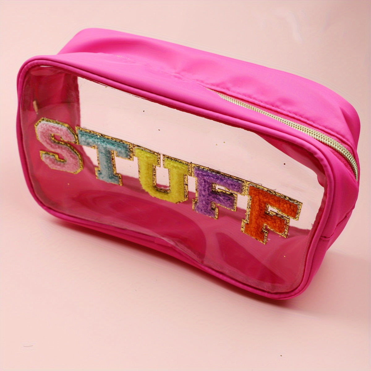Waterproof PVC Toiletry Bag with Embroidered Lettering