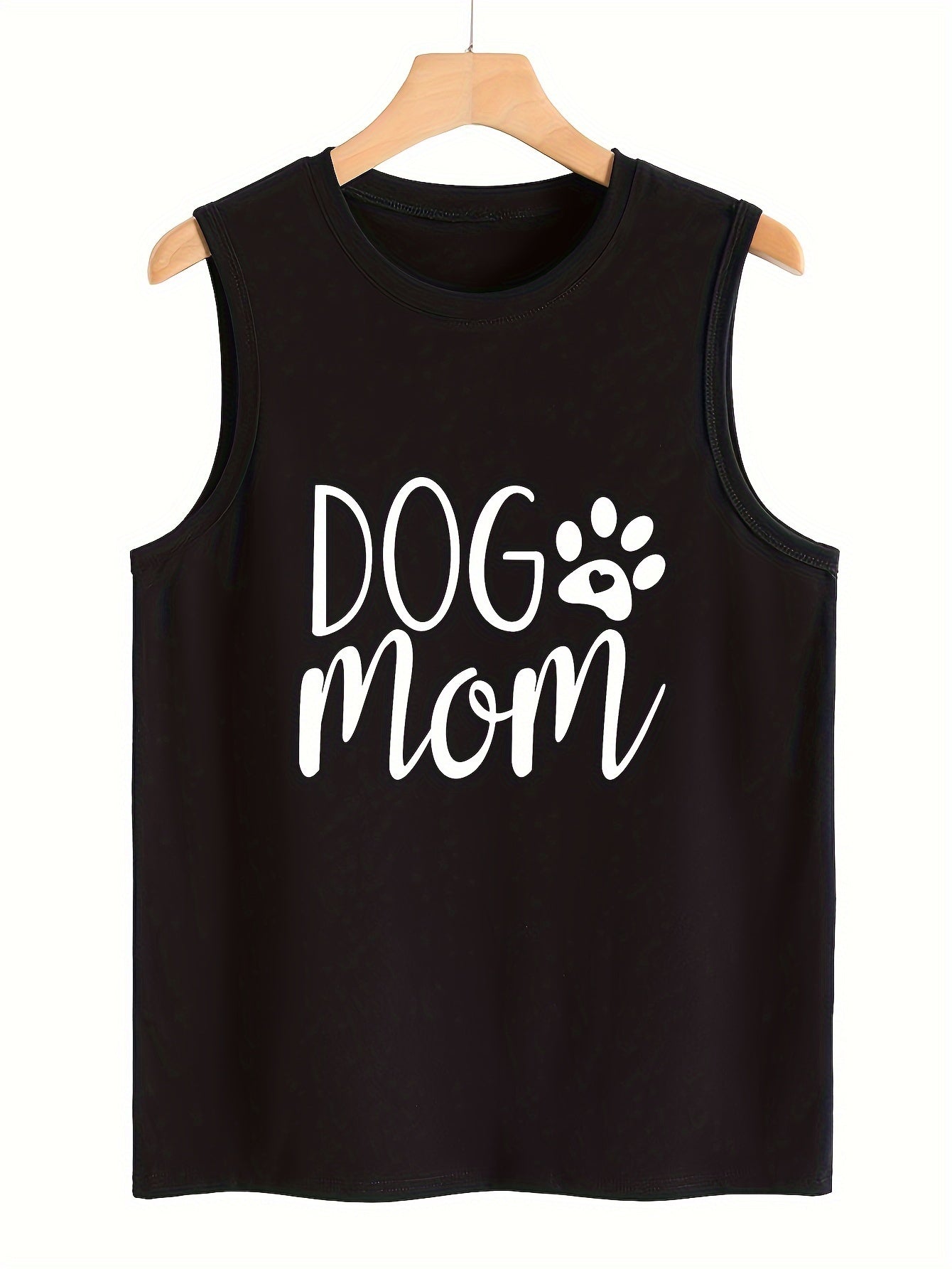 Paw & Letter Print Sleeveless Sports Vest Round Neck