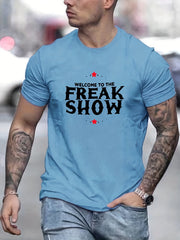 Freak Show Men's Letter Print T-shirt Casual Tee
