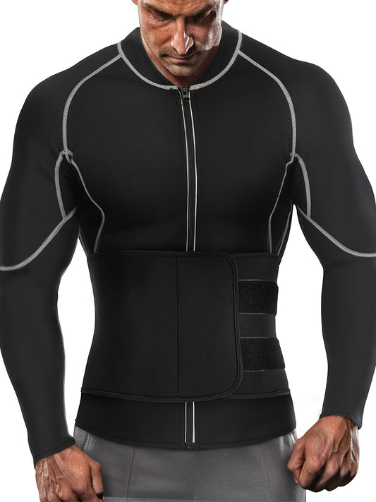 Men's Adjustable Waist Trimmer Sweat Sauna Jacket for Weight Loss