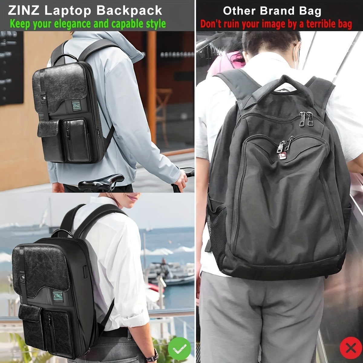 Outdoor Laptop Backpack Lightweight Expandable Business Travel Bag