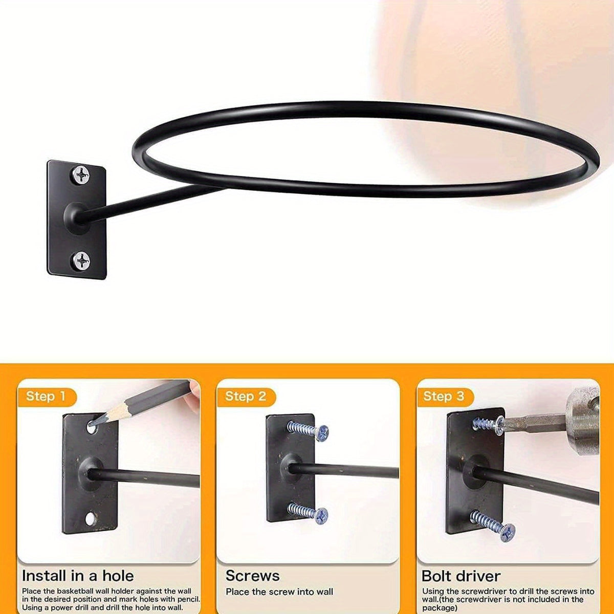 Wall Mounted Ball Rack Storage Holder for Basketball Football Volleyball