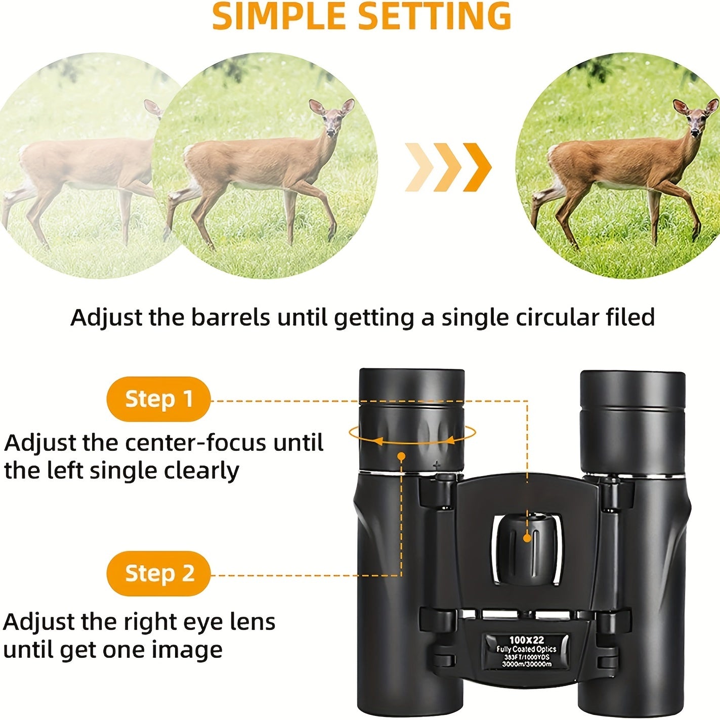 Waterproof HD Telescope Phone Binoculars For Camping Hiking Concert