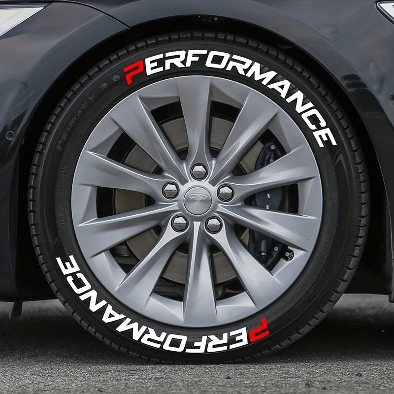 8Pcs Car Tire Letter Stickers PERFORMANCE 3D Waterproof PVC