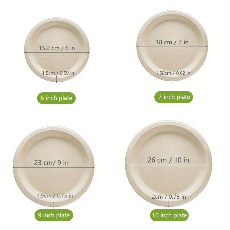 50pcs Natural Paper Disposable Plates Party Tableware Supplies