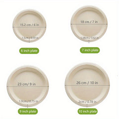 50pcs Natural Paper Disposable Plates Party Tableware Supplies