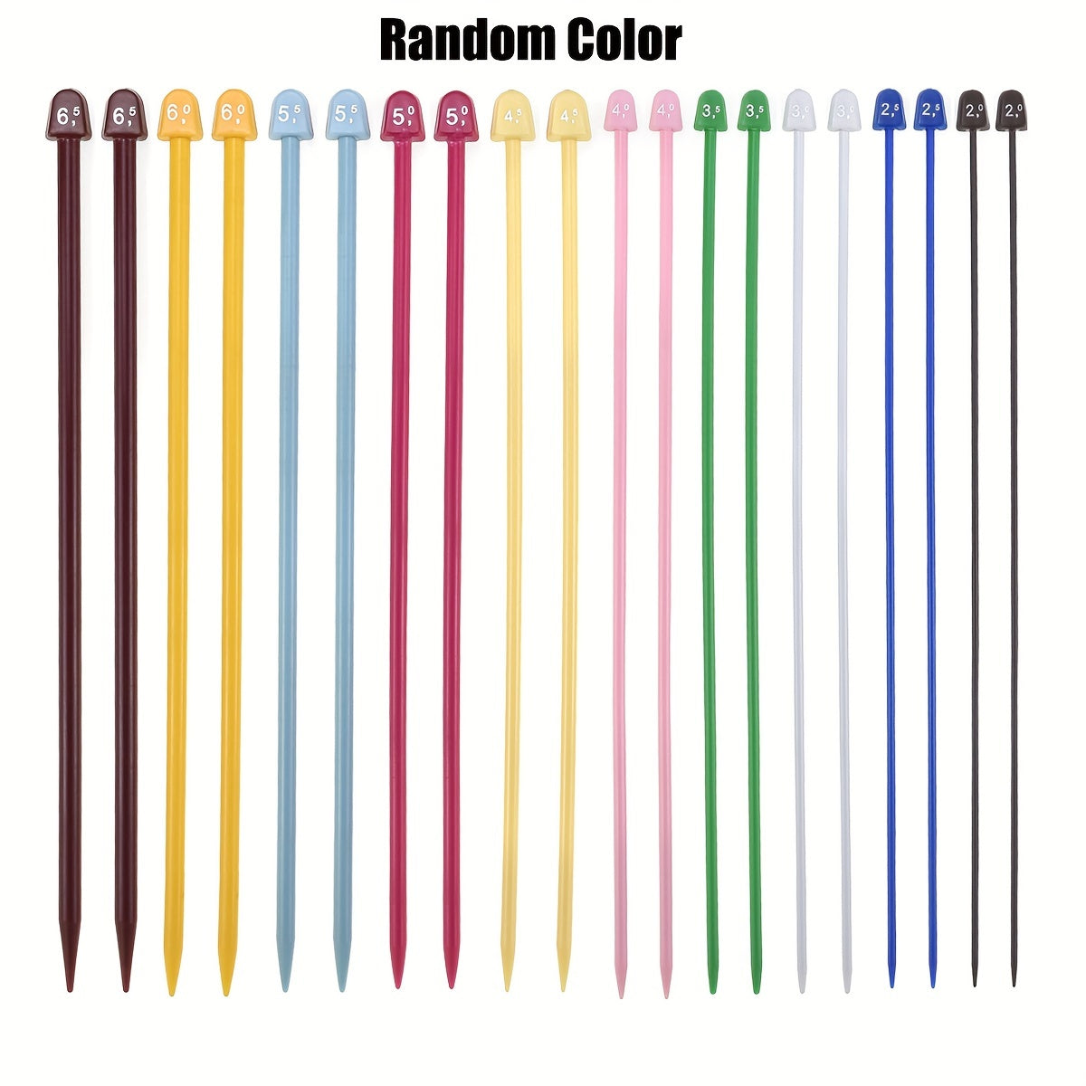 10 Pairs Colored Straight Single Pointed Knitting Needles Set 2mm-6.5mm