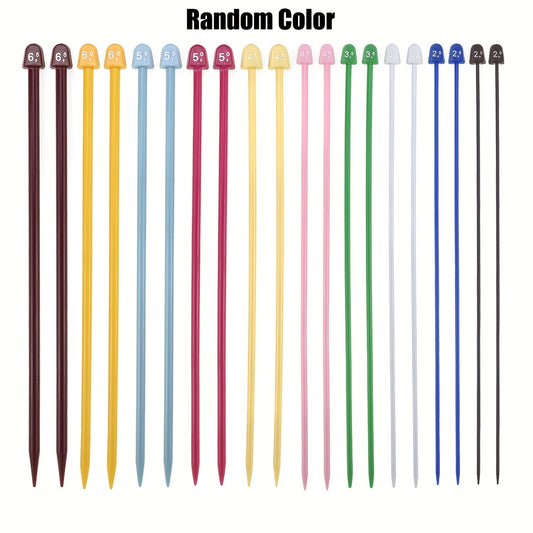 10 Pairs Colored Straight Single Pointed Knitting Needles Set 2mm-6.5mm