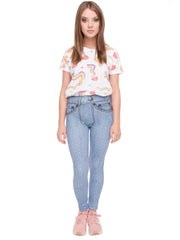 Jeans Print Skinny Stretchy Leggings High Waist Yoga Leggings