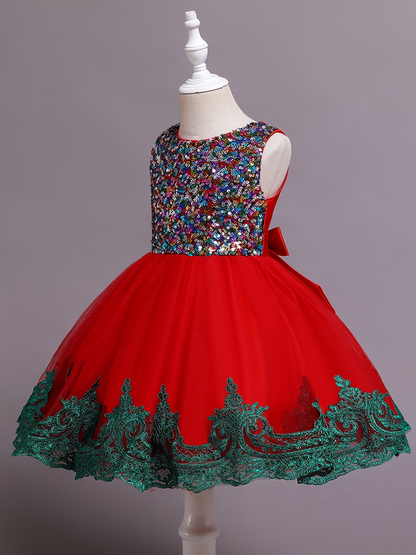 Girls Sequin Mesh Princess Dress Sleeveless Summer Dresses