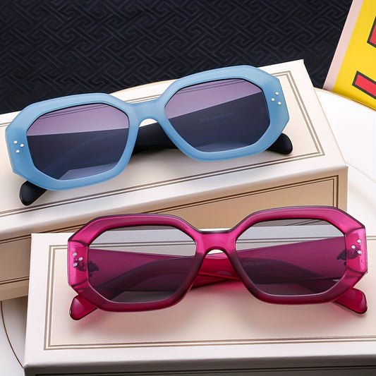 Geometric Retro Sunglasses UV400 Sun Shades Rivet Jelly for Travel