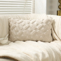 Beige Geometric Square Cushion Cover Zipper Single Sided Printed Pillowcase