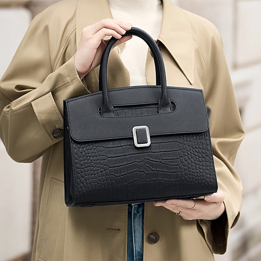 Crocodile Pattern Satchel Handbag Adjustable Strap Retro Style