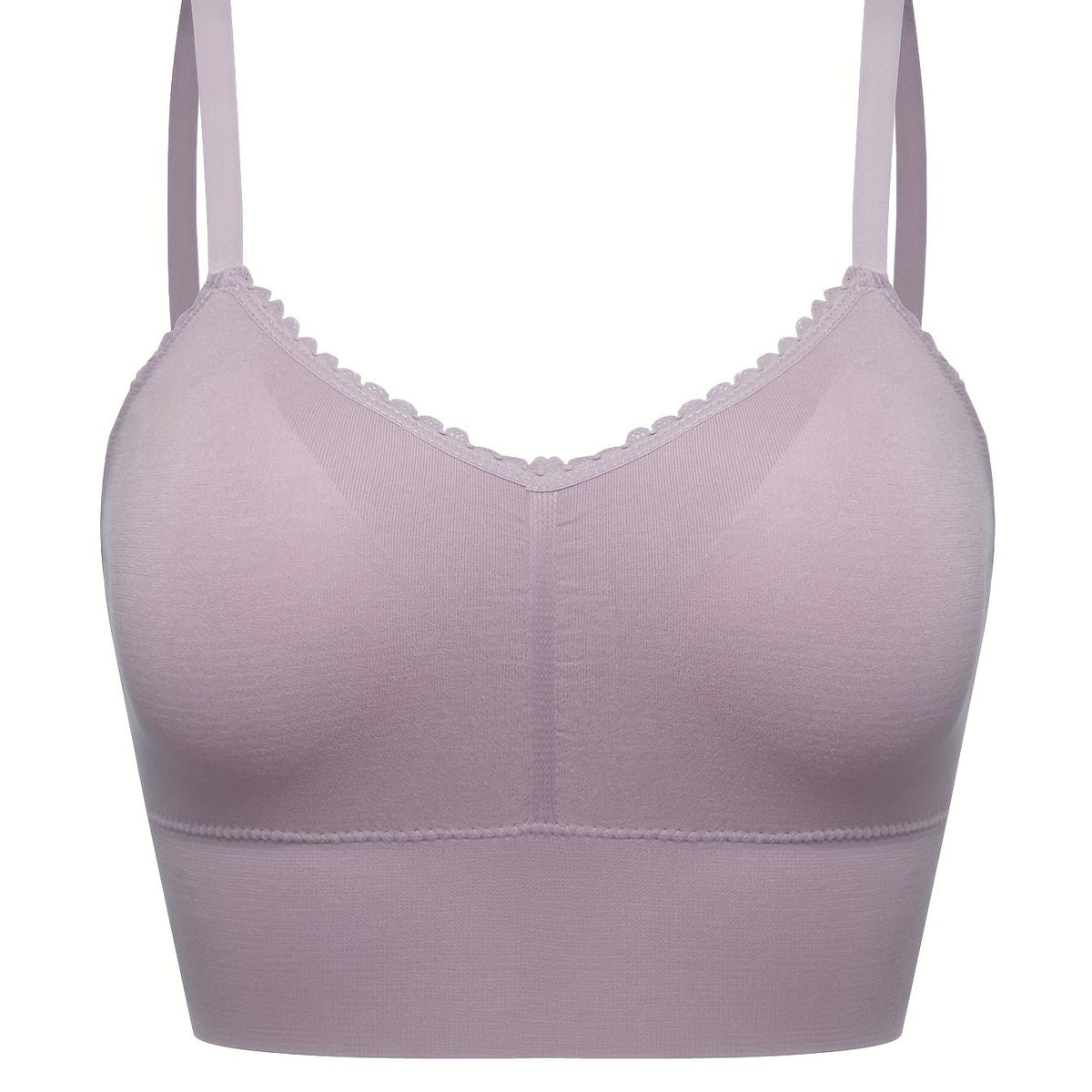  Ruched Scallop Trim Seamless Bralette