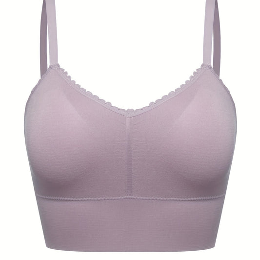  Ruched Scallop Trim Seamless Bralette