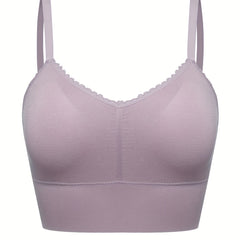  Ruched Scallop Trim Seamless Bralette