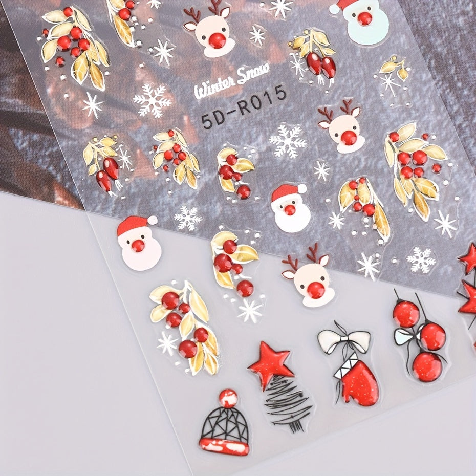 Christmas Nail Art Stickers Snowflakes Elk Santa