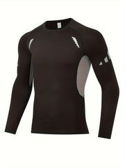 Men's Solid Compression Shirt Breathable Long Sleeve Top