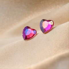 Heart Shaped Stud Earrings Set Multicolor Women Girls