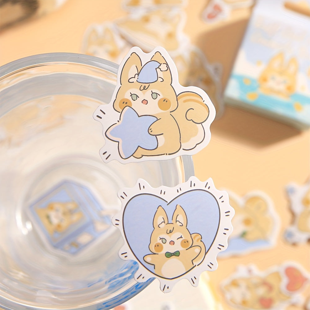 45pcs Non-Repeating Cartoon Stickers - Rabbit, Cat, Seal - 4.1x4.1 Inches