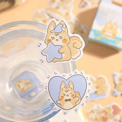 45pcs Non-Repeating Cartoon Stickers - Rabbit, Cat, Seal - 4.1x4.1 Inches