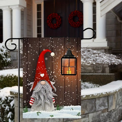 Christmas Gnome Garden Flag Double Sided Linen Outdoor Decor