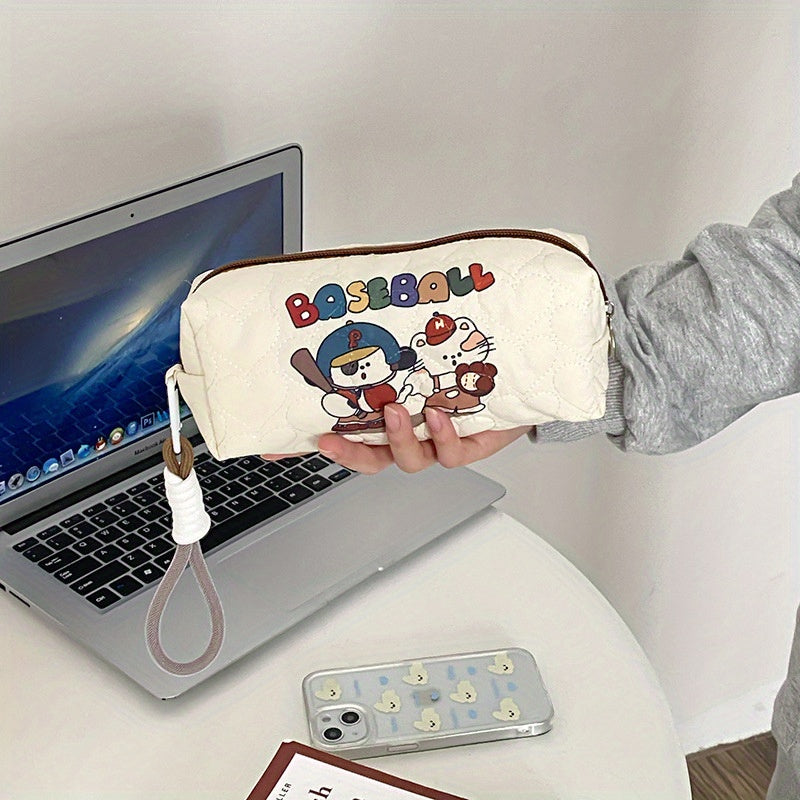 Cartoon Student Pencil Case Portable Puppy Printed Cosmetic Bag