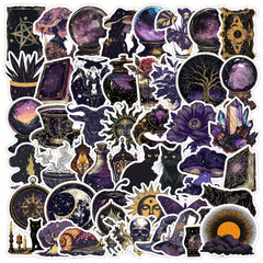 50pcs Gothic Dark Magic Vinyl Stickers Irregular Shapes for DIY Decor
