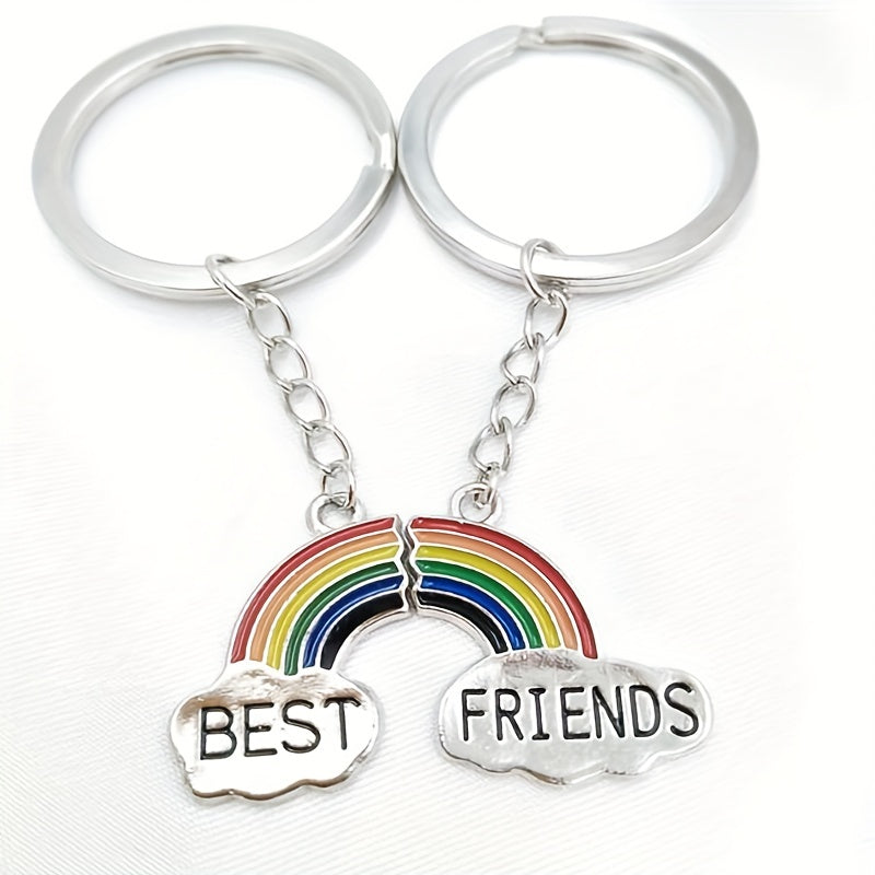 2pcs Rainbow FRIENDS Keychain For Keys Car Key Ring Couple Pendant Key Chains