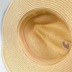 Men's Paper Straw Hat Elegant Flat Brim Sun Hat Beach Jazz Hat