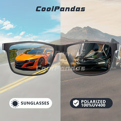 CoolPandas Photochromic Polarized Sunglasses Carbon Fiber Frame