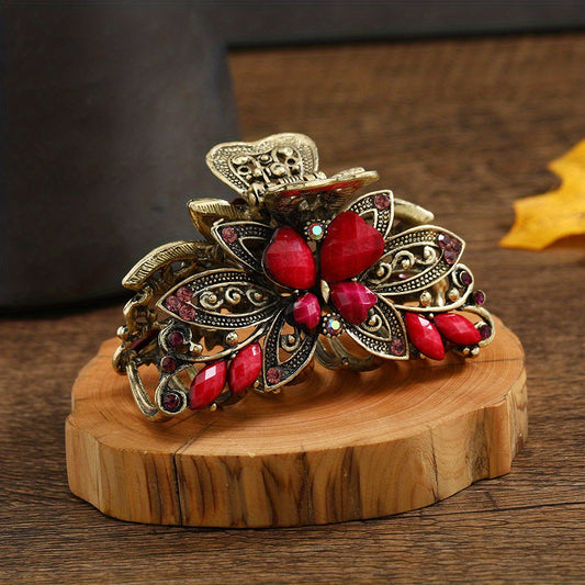 Vintage Crystal Hair Clip Alloy Hair Claw Head Jewelry Hair Accessories