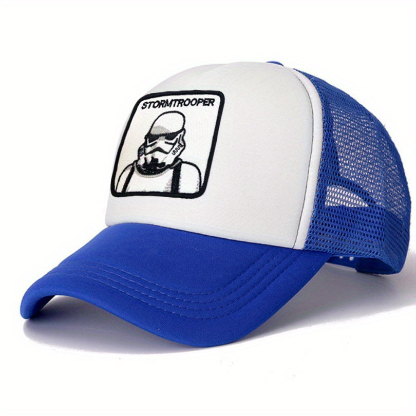 Mesh Trucker Baseball Cap Mask Man Pattern Embroidered Casual Hat