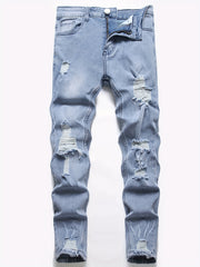 Men's Distressed Stretch Denim Pants Street Style