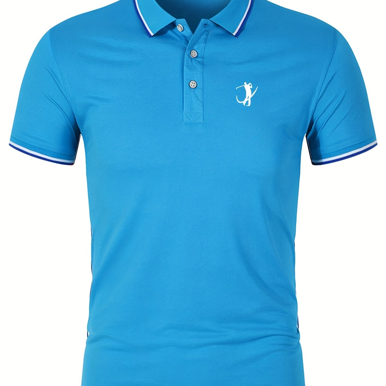 Men's Golfing Graphic Polo Shirt - Casual Stretch Lapel Button Up Polo